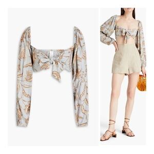 $150 Tigerlily Amir’s Kerri Tie Top Blue and Gold Floral NWT